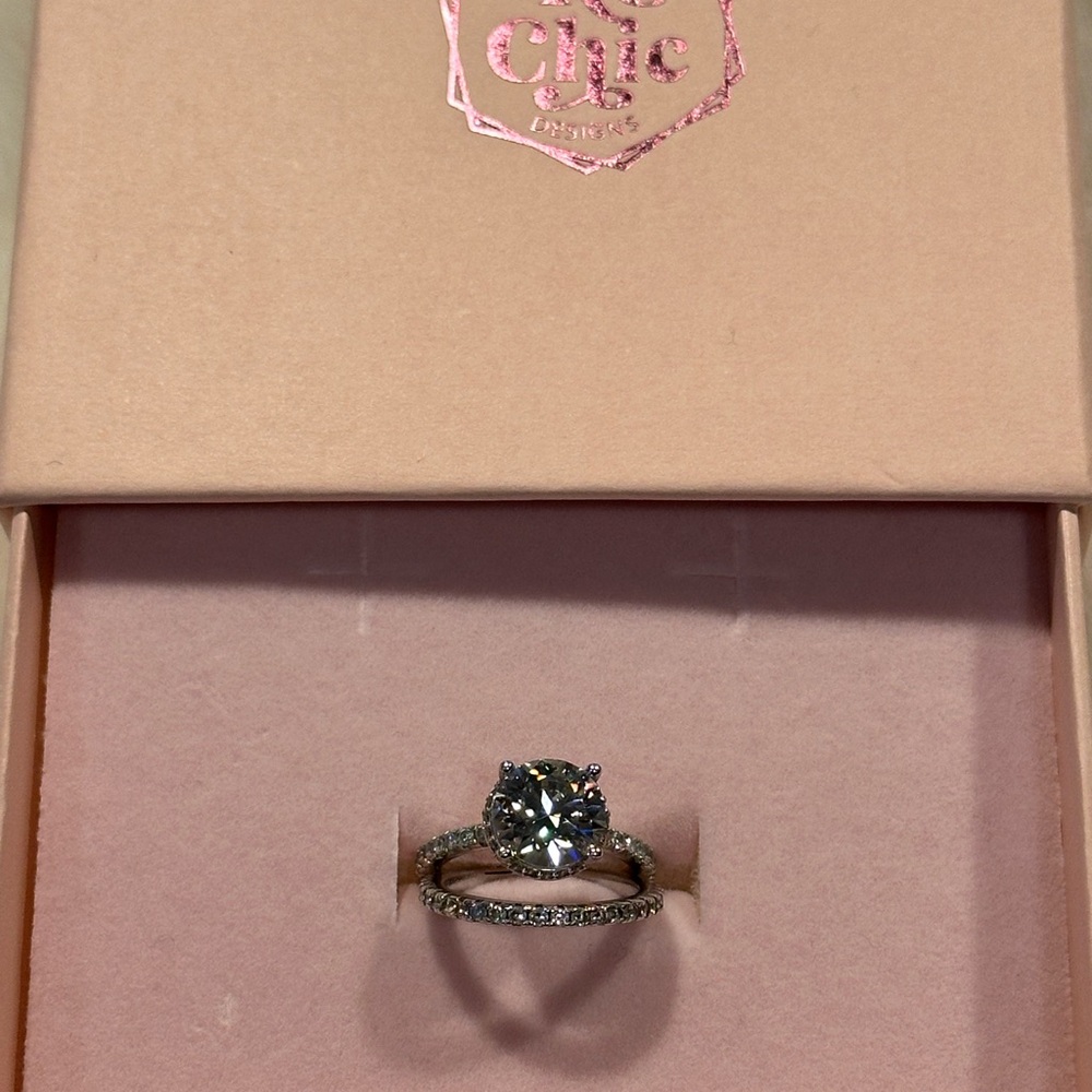 Marilyn Sterling Silver Moissanite 3 Carat Bridal Set.